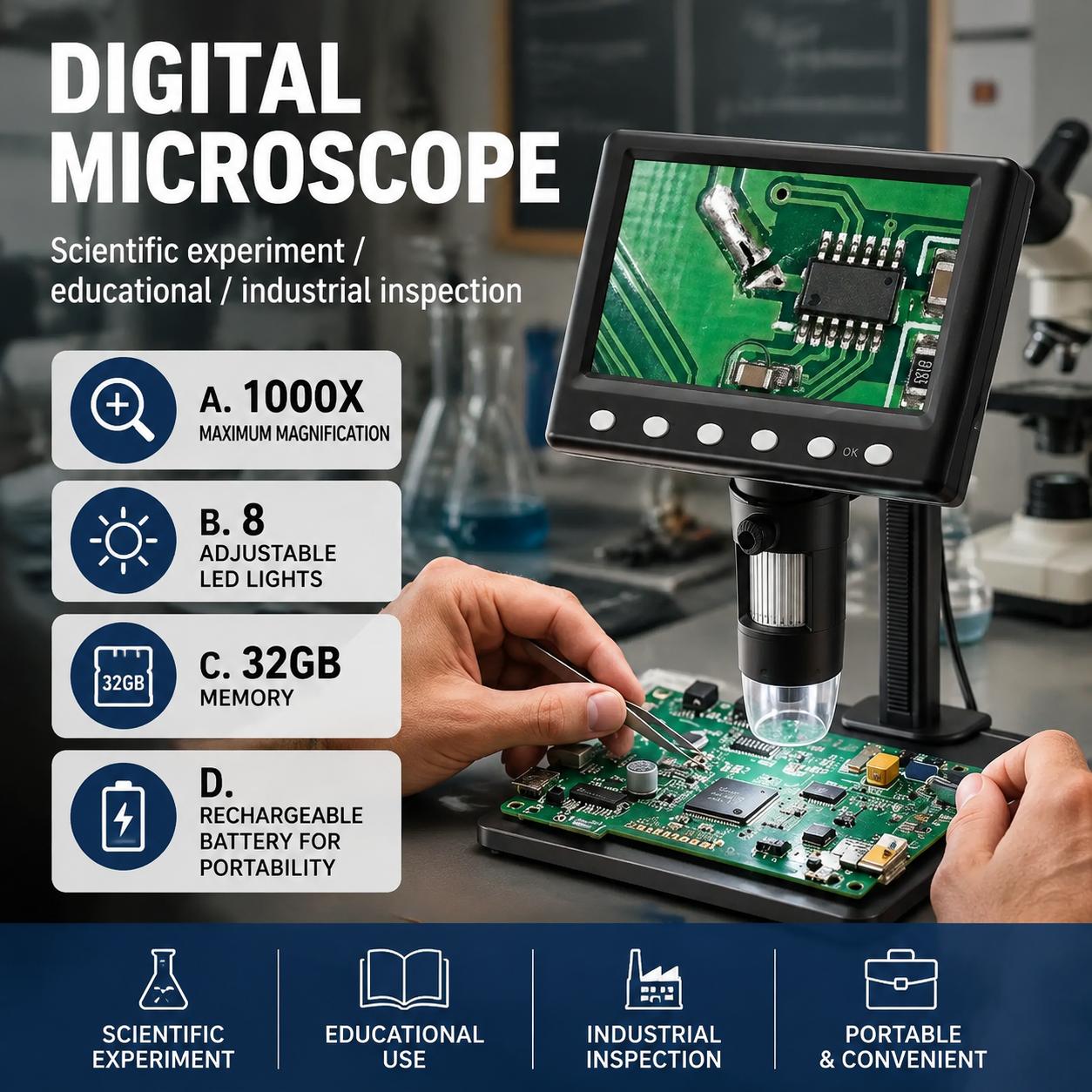 Diy Microscope For Electronics Repair - Mikroskop Inspeksi dengan Pembesaran 1000x, 8