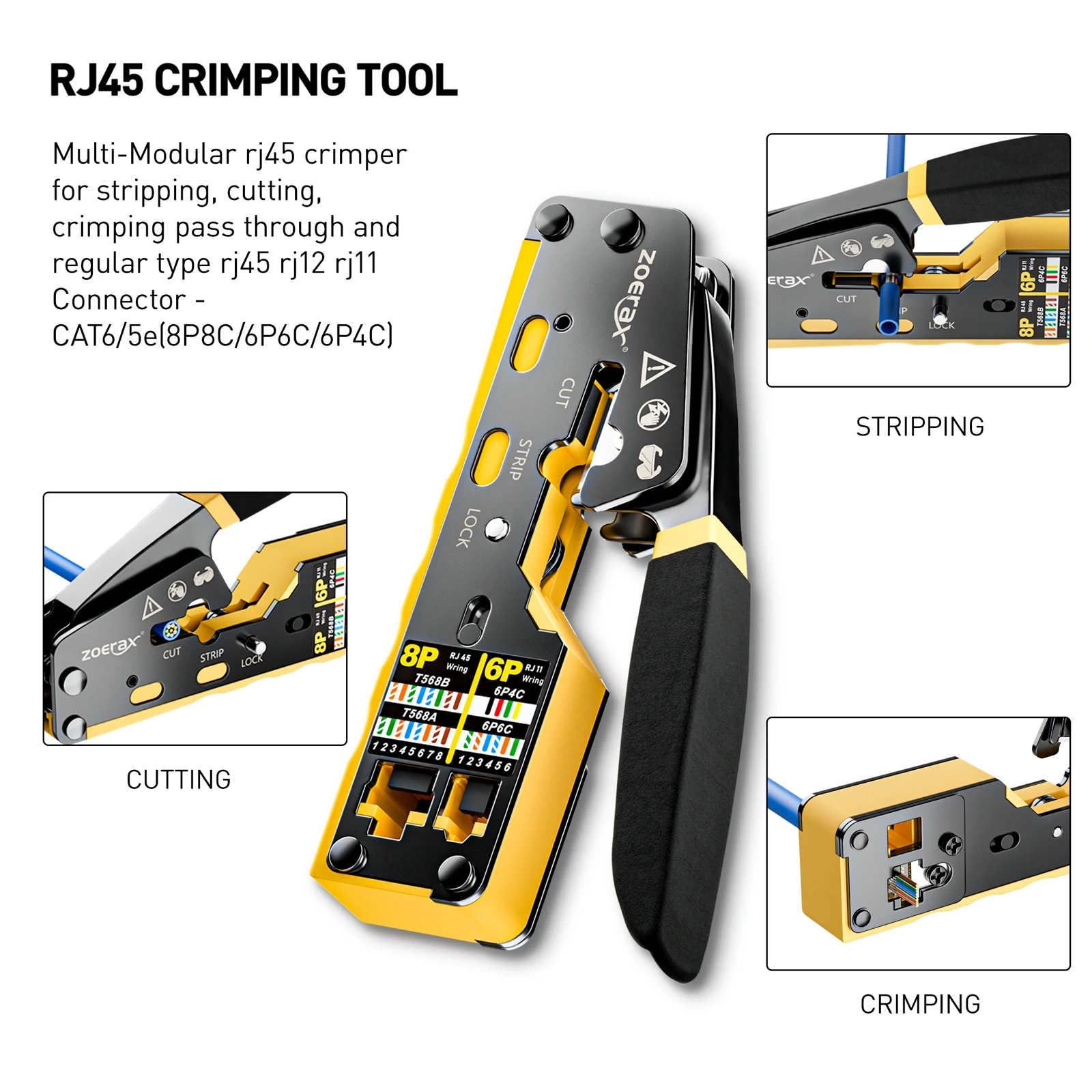 ZoeRax RJ45 CAT6 CAT5E Kit Ala - Wire Stripper Cutter ulasan dan harga