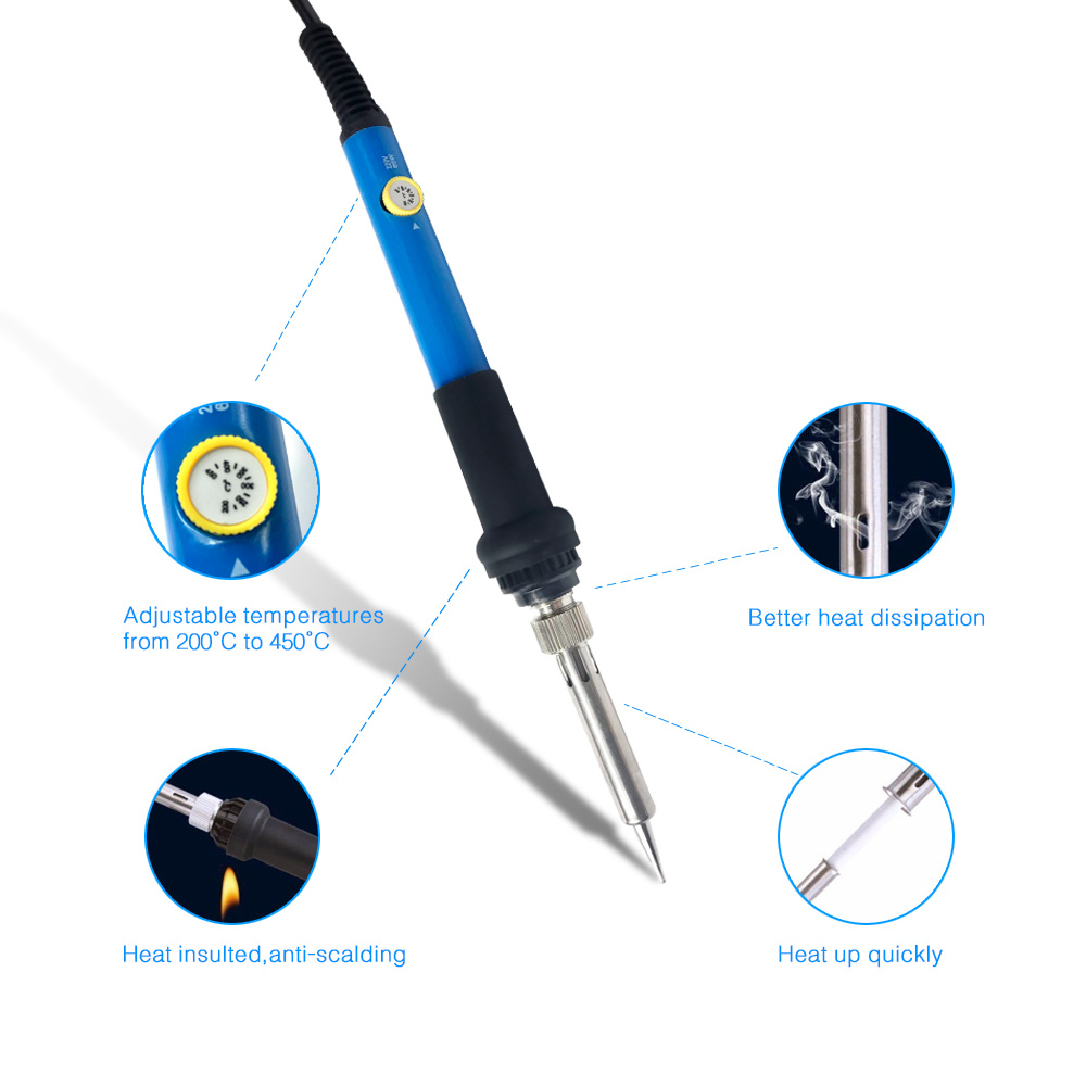Solder besi listrik 60W, alat  - Diy Electronics Bench ulasan dan harga