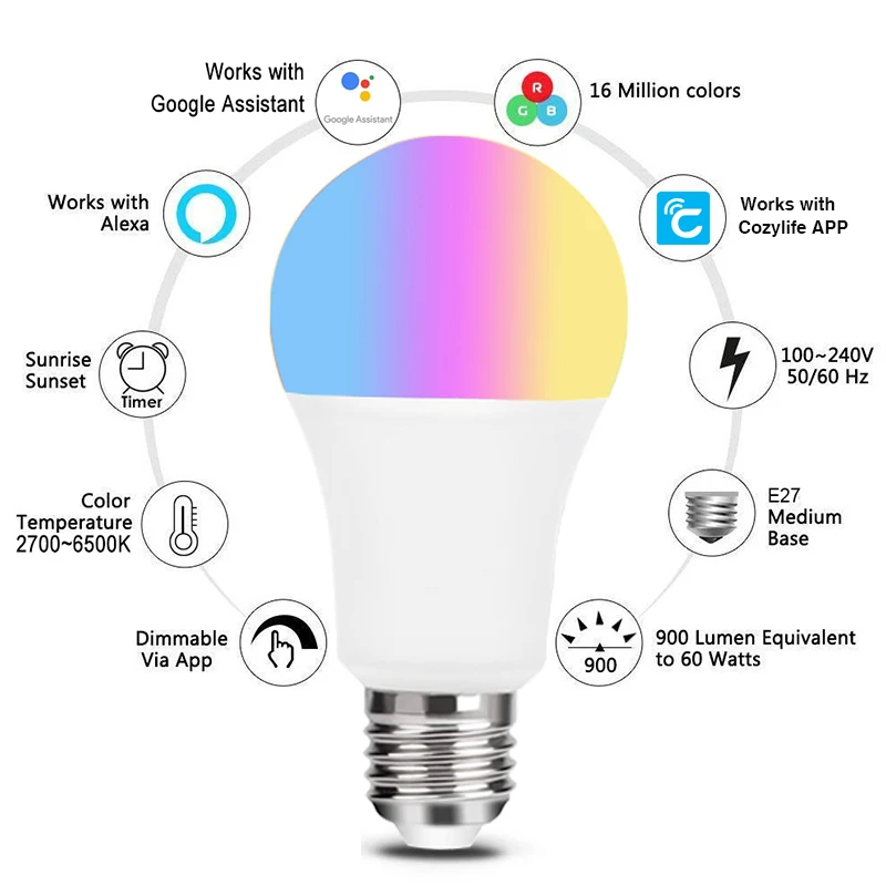 Lampu rumah WiFi 9W, lampu cah - Diy Home Electronics ulasan dan harga