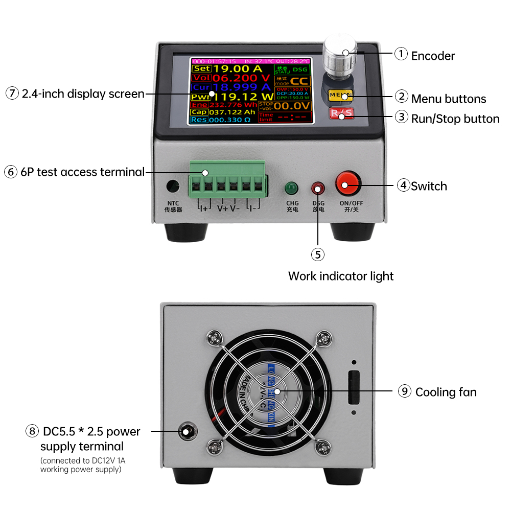 MDL150 DC 12V Layar Warna 2,4  - Diy Electronic Load ulasan dan harga